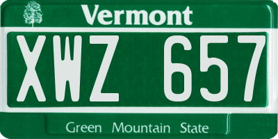 VT license plate XWZ657