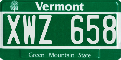 VT license plate XWZ658