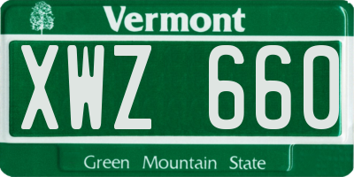 VT license plate XWZ660