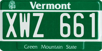 VT license plate XWZ661