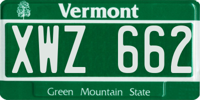 VT license plate XWZ662