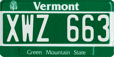 VT license plate XWZ663