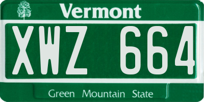 VT license plate XWZ664