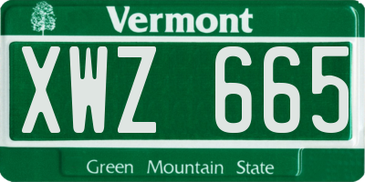 VT license plate XWZ665