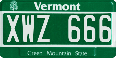 VT license plate XWZ666