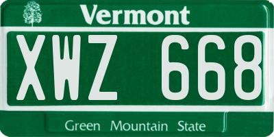 VT license plate XWZ668