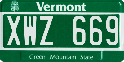 VT license plate XWZ669