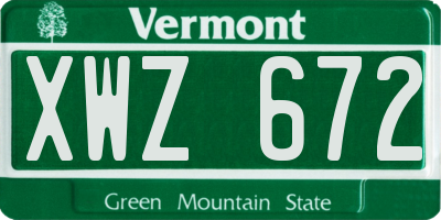 VT license plate XWZ672