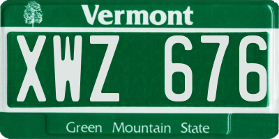 VT license plate XWZ676
