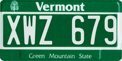 VT license plate XWZ679