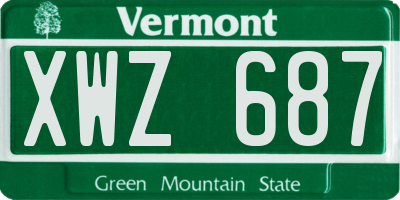 VT license plate XWZ687