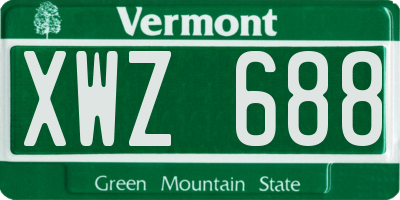 VT license plate XWZ688