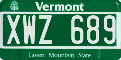 VT license plate XWZ689