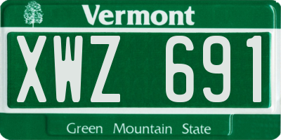 VT license plate XWZ691