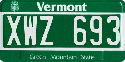 VT license plate XWZ693