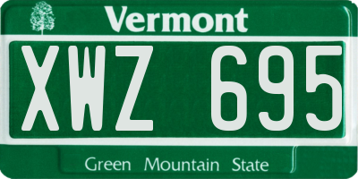 VT license plate XWZ695