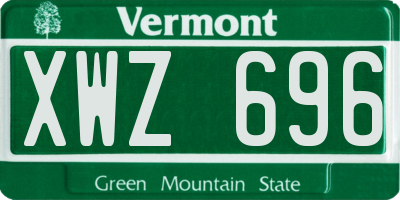 VT license plate XWZ696