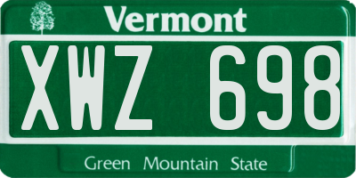 VT license plate XWZ698