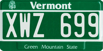 VT license plate XWZ699