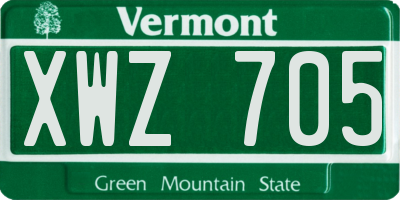 VT license plate XWZ705