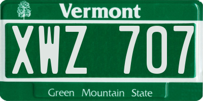 VT license plate XWZ707