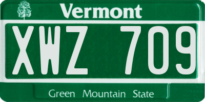 VT license plate XWZ709