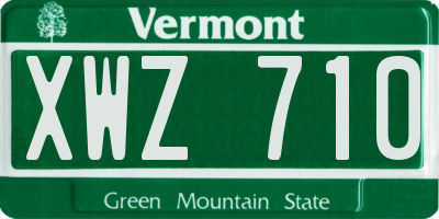 VT license plate XWZ710