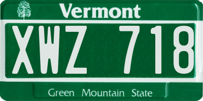 VT license plate XWZ718