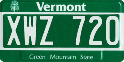 VT license plate XWZ720
