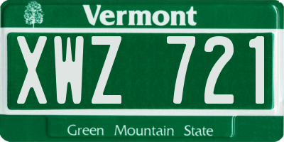 VT license plate XWZ721