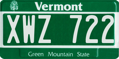 VT license plate XWZ722