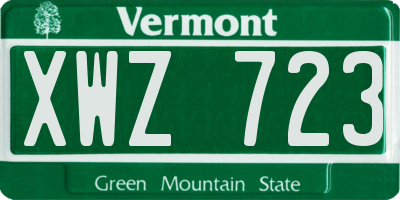VT license plate XWZ723