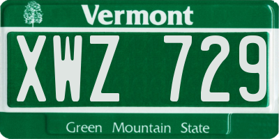 VT license plate XWZ729