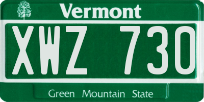VT license plate XWZ730