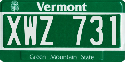 VT license plate XWZ731