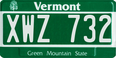 VT license plate XWZ732