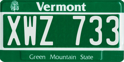 VT license plate XWZ733