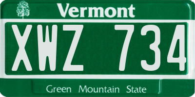 VT license plate XWZ734