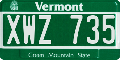 VT license plate XWZ735