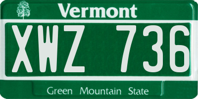 VT license plate XWZ736