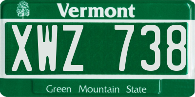 VT license plate XWZ738