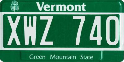 VT license plate XWZ740