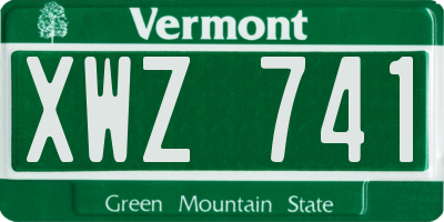 VT license plate XWZ741