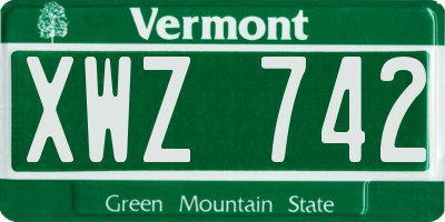 VT license plate XWZ742