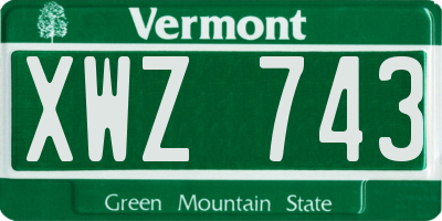 VT license plate XWZ743