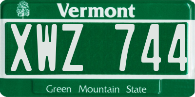 VT license plate XWZ744