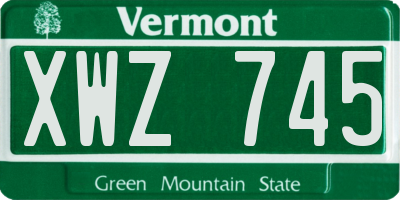 VT license plate XWZ745