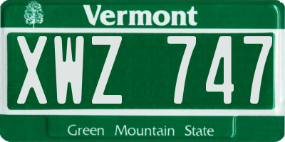 VT license plate XWZ747