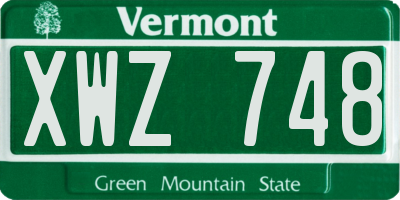 VT license plate XWZ748