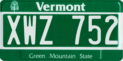 VT license plate XWZ752